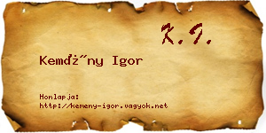 Kemény Igor névjegykártya